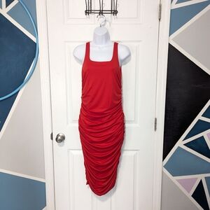 Cherry Red Cinched Dress Womens Bodycon Reversible